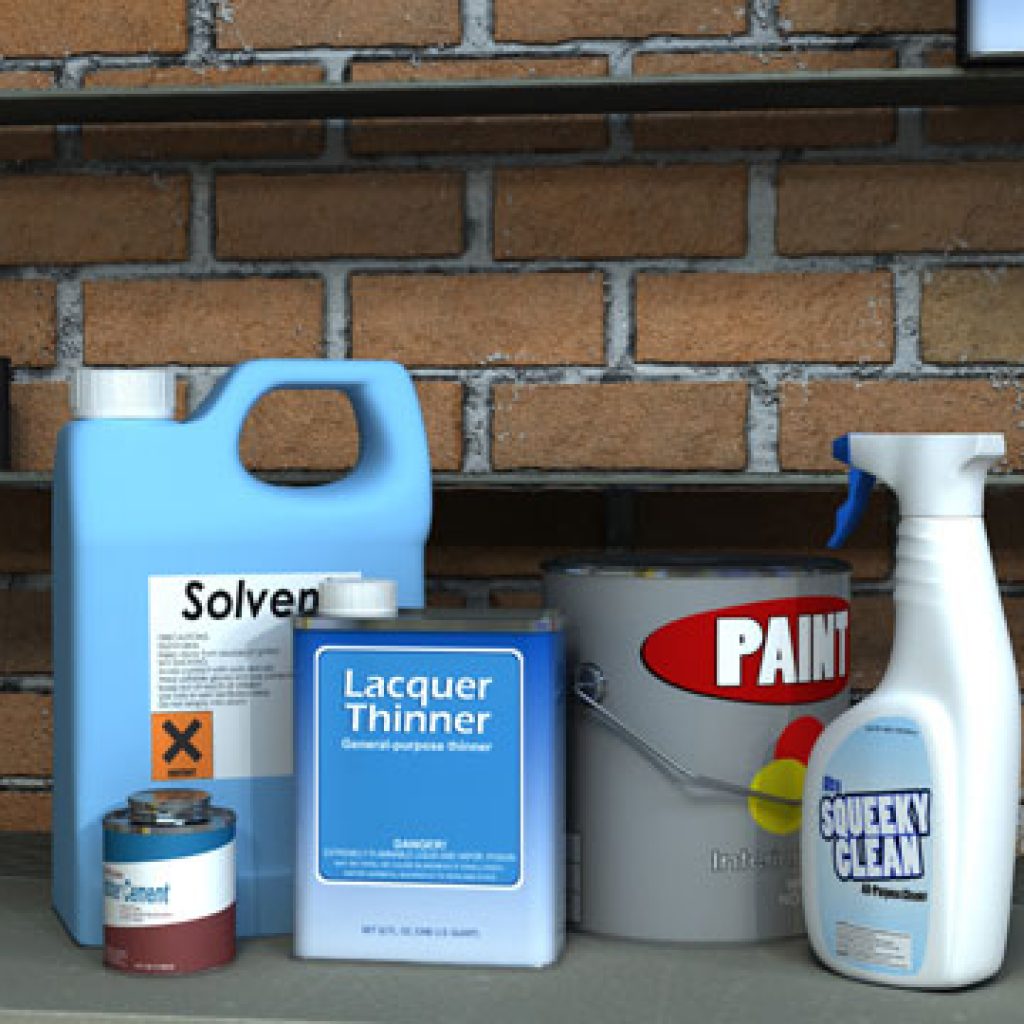 flammable materials such as bleach and paint